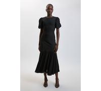 Karen Millen Women's Bandage Figure Form Chiffon Sleeve Knit Dress in Black | Size: 18