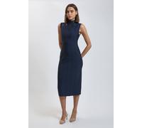 Karen Millen Women's Bandage Figure Form Cut Out Knitted Midi Dress in Navy | Size: 16