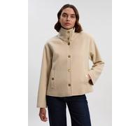 Karen Millen Women's Brushed Wool Funnel Neck Tailored Short Coat in Oatmeal | Size: 12