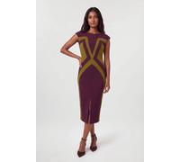 Karen Millen Women's Compact Stretch Colour Block Tailored Pencil Dress | Size: 18