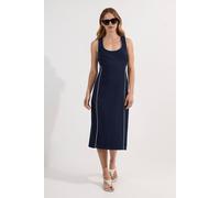Karen Millen Women's Compact Stretch Contrast Tipped Tailored Pencil Midi Dress in Navy | Size: 8