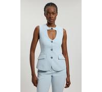 Karen Millen Women's Compact Stretch High Neck Sleeveless Jacket in Pale Blue | Size: 10