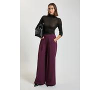 Karen Millen Women's Compact Stretch Wide Leg Trouser in Burgundy | Size: 8