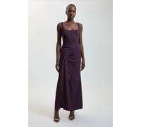 Karen Millen Women's Compact Viscose Corset Maxi Dress in Aubergine | Size: 8