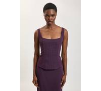 Karen Millen Women's Compact Viscose Corset Top in Aubergine | Size: 18