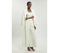 Karen Millen Women's Compact Viscose Tailored Wide Leg Trouser in Ivory | Size: 10
