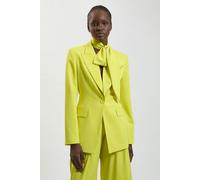 Karen Millen Women's Compact Viscose Tie Neck Tailored Blazer in Yellow | Size: 16