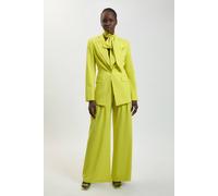 Karen Millen Women's Compact Viscose Wide Leg Tailored Trouser in Yellow | Size: 10