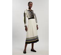 Karen Millen Women's Contrast Stripe Twill Woven Maxi Shirt Dress | Size: 8