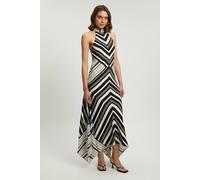Karen Millen Women's Contrast Stripe Viscose Maxi Halter Dress | Size: 8