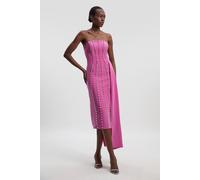 Karen Millen Women's Crystal Embellished Woven Drape Detail Maxi Dress in Rose | Size: 8