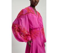 Karen Millen Women's Cutwork Beaded Embroidered Woven Mini Dress in Pink | Size: 18