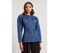 Karen Millen Women's Denim Button Though Rounded Sleeve Jacket in Indigo | Size: 16