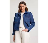 Karen Millen Women's Denim Cropped Side Panel Jacket in Indigo | Size: 6