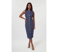 Karen Millen Women's Denim Military Midi Dress in Indigo | Size: 10
