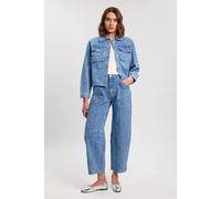 Karen Millen Women's Denim Studded Barrel Leg Jeans in Mid Blue | Size: 14