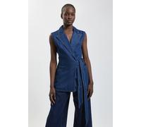 Karen Millen Women's Denim Tie Pleated Waistcoat in Indigo | Size: 18