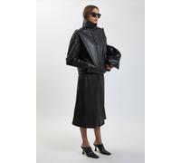 Karen Millen Women's Faux Leather Relaxed Cocoon Jacket in Black | Size: 8