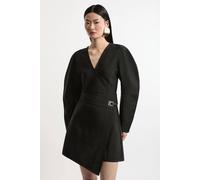 Karen Millen Women's Figure Form Bandage Asymmetric Mini Skirt in Black | Size: XS