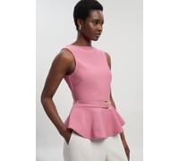 Karen Millen Women's Figure Form Bandage Peplum Belted Knit Top in Dusty Rose | Size: Small