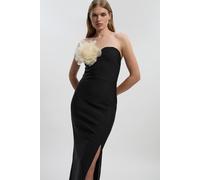 Karen Millen Women's Figure Form Bandage Rosette Knit Midi Dress in Mono | Size: Medium