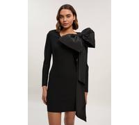 Karen Millen Women's Figure Form Bandage Taffeta Bow Knit Mini Dress in Black | Size: Small