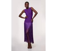 Karen Millen Women's Figure Form Bandage Tassel Hem Knitted Dress in Purple | Size: 6