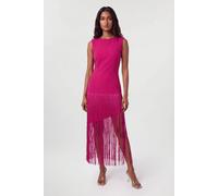 Karen Millen Women's Figure Form Bandage Tassel Hem Knitted Dress in Raspberry | Size: 12