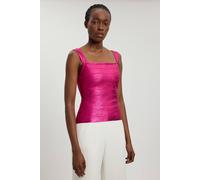 Karen Millen Women's Foil Metallic Figure Form Bandage Strappy Top in Pink | Size: 14