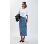 Karen Millen Women's Forever Denim 5 Pocket Midi Pencil Skirt in Mid Blue | Size: 18