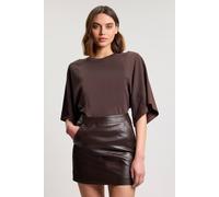 Karen Millen Women's Forever Leather Mini Skirt in Chocolate | Size: 14