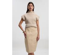 Karen Millen Women's Forever Leather Signature Pencil Skirt in Ecru | Size: 16
