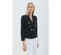 Karen Millen Women's Forever Petite Tailored Button Military Blazer in Black | Size: 6