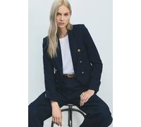 Karen Millen Women's Forever Tailored Button Military Blazer in Navy | Size: 12