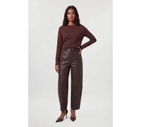 Karen Millen Women's Forever Viscose Blend Knitted Long Sleeve Crew Neck Jumper in Chocolate | Size: Small