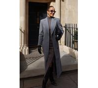 Karen Millen Women's Forever Wool Blend Tailored Fitted Maxi Coat in Grey Marl | Size: 6