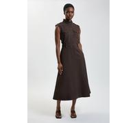 Karen Millen Women's Herringbone Texture Utility Dress in Chocolate | Size: 12