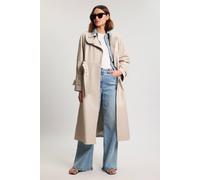 Karen Millen Women's Leather Belted Trench Coat in Stone | Size: 6