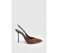 Karen Millen Women's Leather Leopard Print Slingback Heeled Shoe | Size: 5