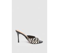 Karen Millen Women's Leather Pony Skin Print Peep Toe Mule | Size: 7
