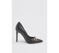 Karen Millen Women's Leather Stiletto Pointed Toe Heeled Shoe in Black | Size: 7