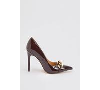 Karen Millen Women's Leather Stiletto Pointed Toe Heeled Shoe in Merlot | Size: 3