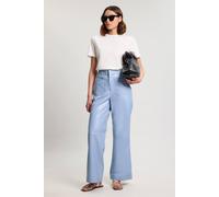 Karen Millen Women's Leather Straight Leg Trouser in Pale Blue | Size: 12