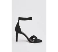 Karen Millen Women's Leather Turn Lock Detail Heeled Sandal in Black | Size: 8