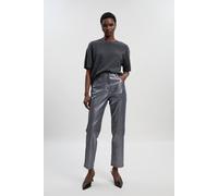 Karen Millen Women's Metallic Coated Denim Skinny Jeans in Silver | Size: 8