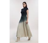 Karen Millen Women's Ombre Knit High Neck Sleeveless Maxi Dress in Navy | Size: XS