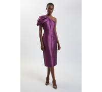 Karen Millen Women's One Shoulder Twill Midi Dress in Plum | Size: 8
