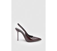 Karen Millen Women's Patent Leather Slingback Heeled Shoe in Merlot | Size: 3