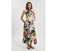 Karen Millen Women's Petite Abstract Print Viscose Linen Woven Halter Neck Maxi Dress | Size: 12