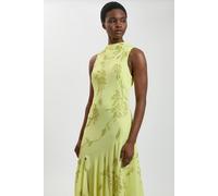 Karen Millen Women's Petite Beaded Cowl Detail Maxi Dress in Yellow | Size: 8